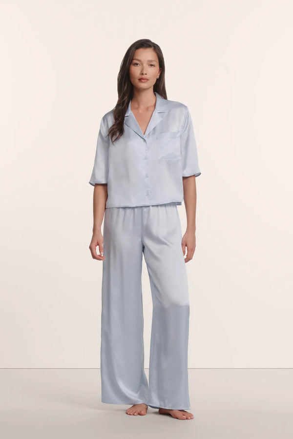 Inez Washable Silk Relaxed Wide Leg Pant PJ Set