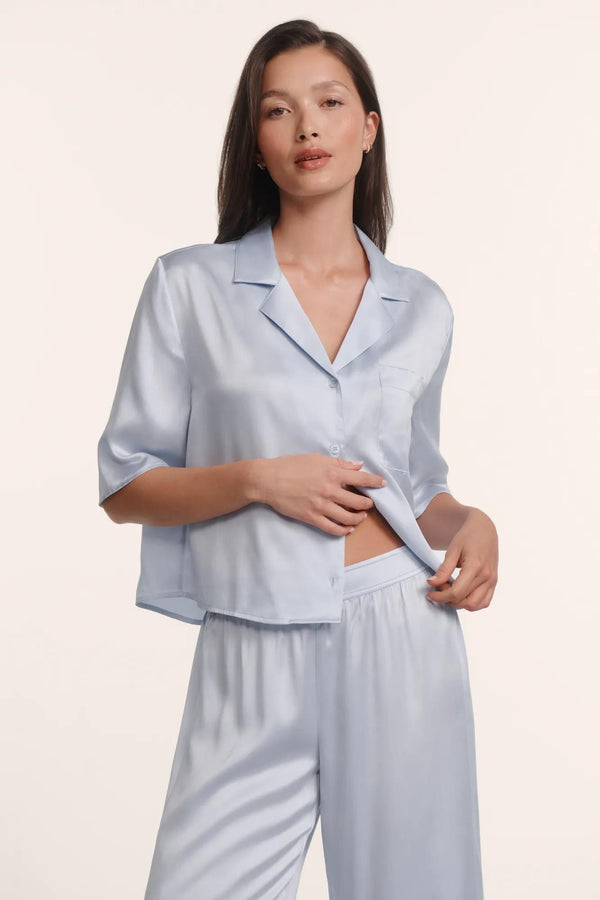 Inez Washable Silk Relaxed Wide Leg Pant PJ Set - Image 2
