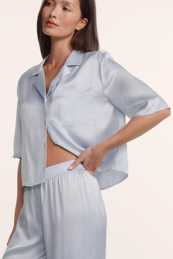 Inez Washable Silk Relaxed Wide Leg Pant PJ Set - Image 3